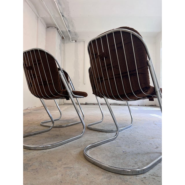 Cantilever Chair in Chrome with Brown Upholstery by Gastone Rinaldi, 1970s For Sale - Image 9 of 11