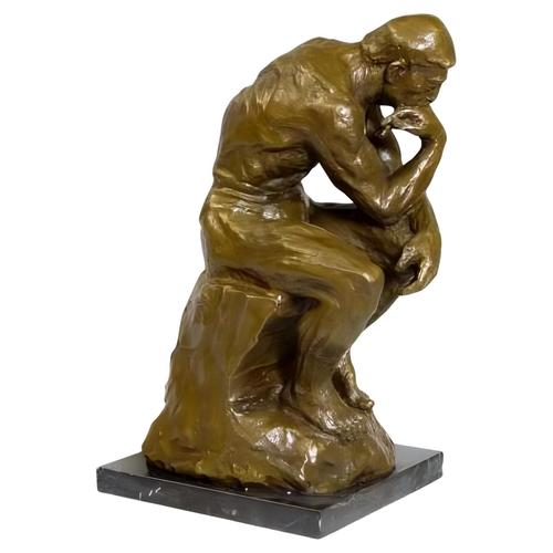Metal Modern Brown Patinated Thinker Sculpture, 20th Century, Bronze For Sale - Image 7 of 7