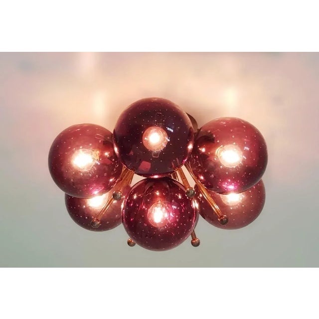 Sakura Bronzed Amethyst Bubbles Globe Flush Mount by Fabio Ltd For Sale - Image 6 of 7