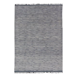 Keivan Woven Arts Moroccan Modern Casual Rug in Blue and White Tones With Hi-Low Design For Sale