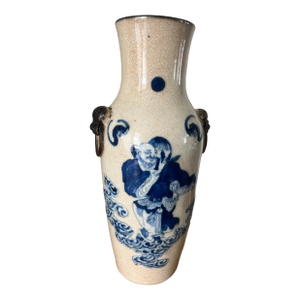 Antique Chinese Porcelain Vase With Sculpted Fu Dog Handles, C. 1880s