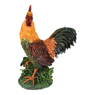 Mid-Century Large Colorful Rooster Sculpture For Sale