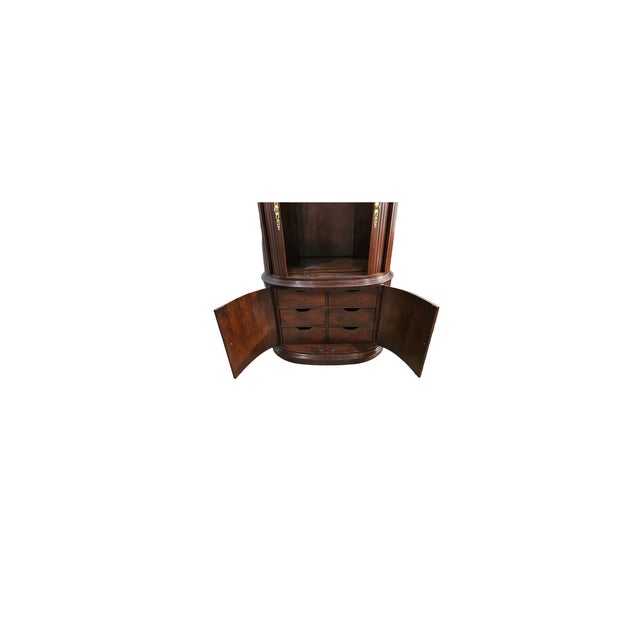 Late 20th Century Furniture Curved Mahogany Tambour Armoire / Bar Cabinet For Sale - Image 10 of 12