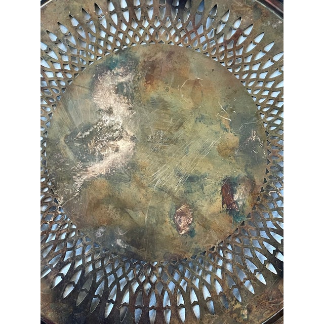 Mid 20th Century Mid 20th Century Gorham Newport Silver Plate 8" Round Footed Reticulated Trivet For Sale - Image 5 of 10