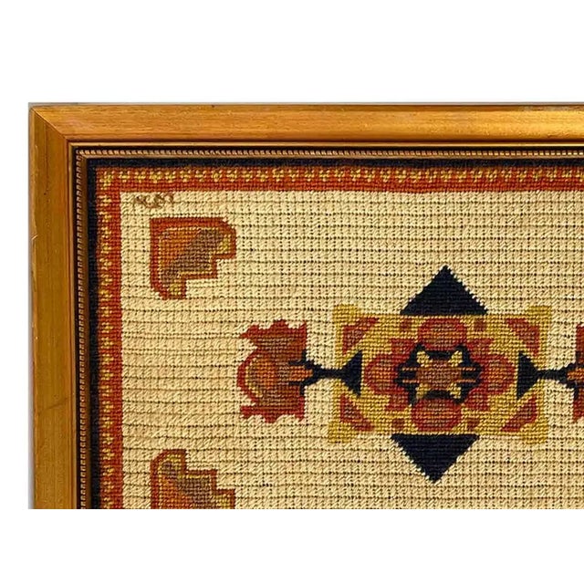 Traditional Mid Century Needlepoint in Gold Frame For Sale - Image 3 of 7
