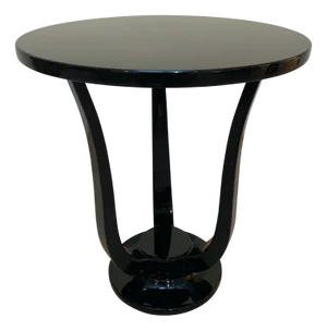 Three-Legged Art Deco Style Side Table in Black Piano Lacquer on Wood from COLONEUM