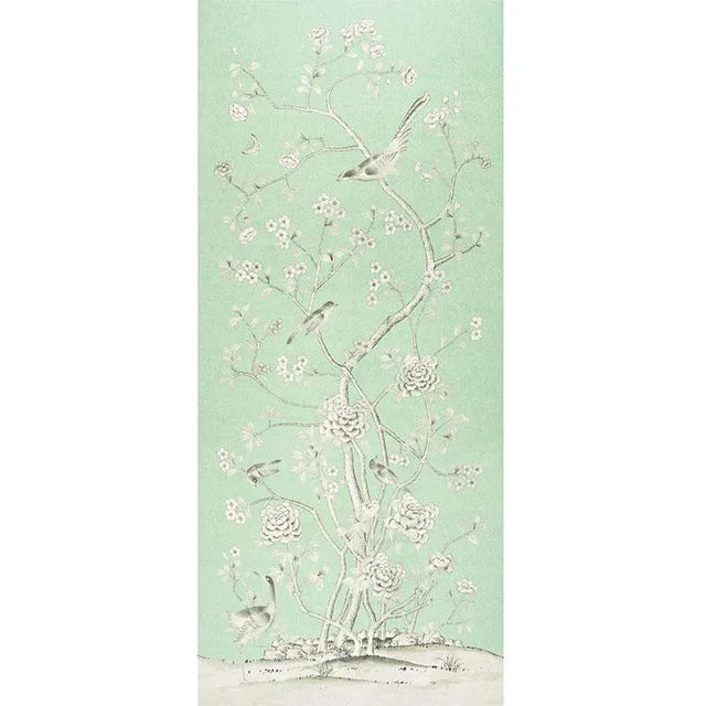 Schumacher X Mary Mcdonald Chinois Palais Fabric in Aquamarine For Sale