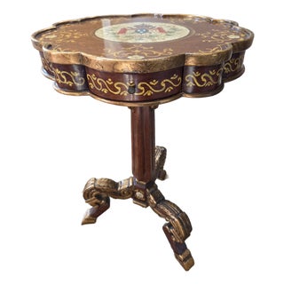 Mid 20th Century Louis XV Style Marquetry and Gilt Side Table For Sale