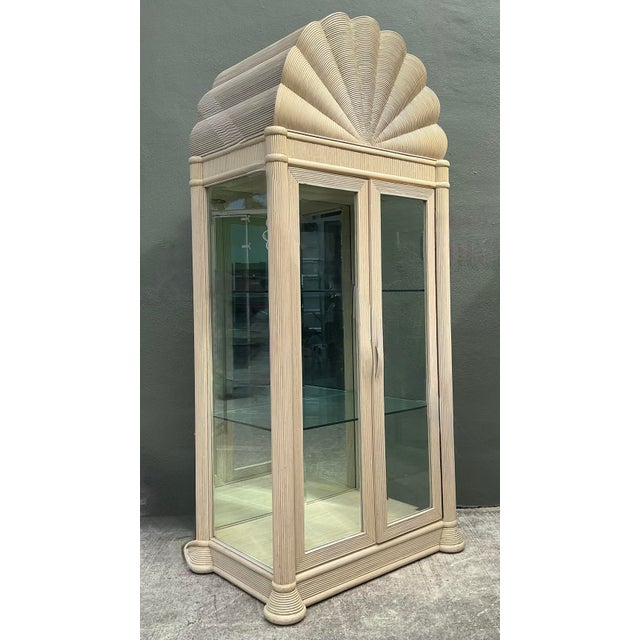 Vintage Scalloped Top Pencil Reed Cabinet For Sale - Image 11 of 12