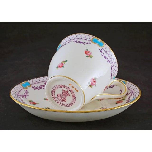 White Minton Antique Cup Saucer Gift Collector English Porcelain For Sale - Image 8 of 10