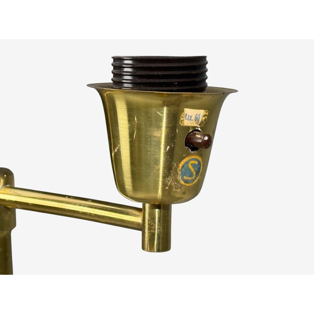 Wood Swedish Modern, Floor Lamp, Teak, Brass, Sweden, 1960s For Sale - Image 7 of 10