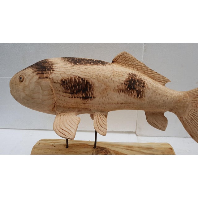 Wooden Sculpture of Koi Carp For Sale - Image 5 of 18