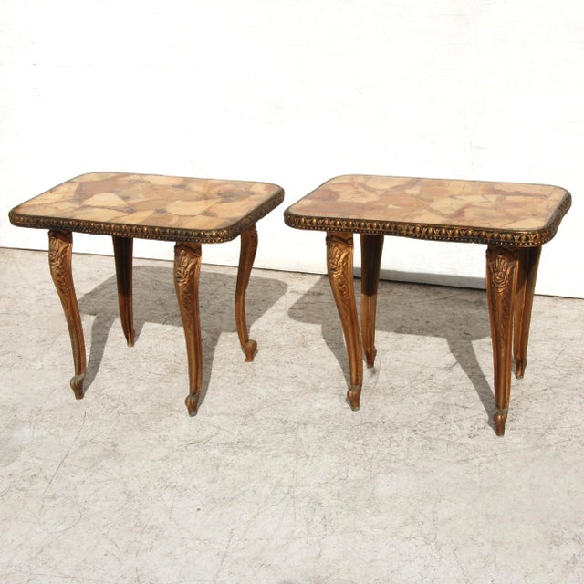 Hollywood Regency 1960s Hollywood Regency Agate Side Tables - a Pair For Sale - Image 3 of 9