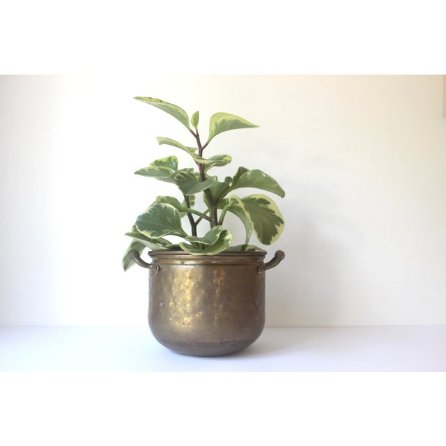 Mid 20th Century Vintage Hammered Brass Planter With Handles For Sale - Image 5 of 8