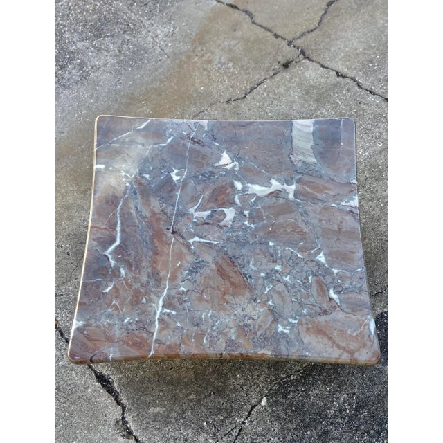 Italian Style Marble Curved Edge Square Coffee Table With Curved Pedestal Base For Sale In Tampa - Image 6 of 13