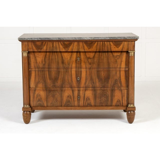 19th century italian walnut commode 19th century italian walnut commode with marble top. in the empire style, this commode...