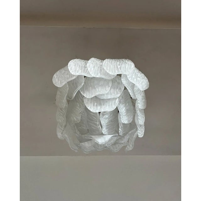 Murano Ceiling Lamp – Frosted Carved Glass Leaves For Sale - Image 9 of 10