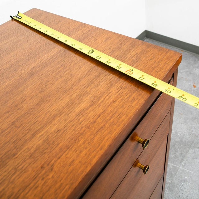 Brown Mid Century Danish Modern Highboy Dresser Walnut 4 Drawer Danish MCM Vintage 60s For Sale - Image 8 of 9