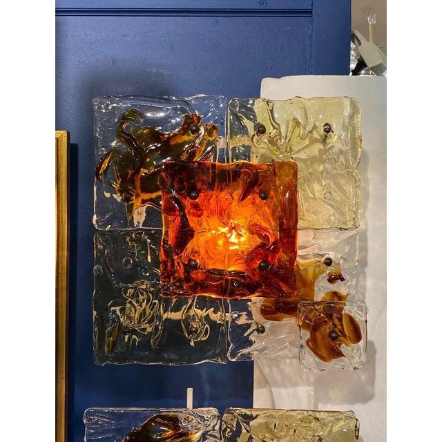 Pair Venini 1970s Patchwork Glass Sconces For Sale - Image 10 of 11