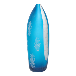 Mid-Century Hand-Blown Cerulean Blue Murano Glass Vase W/ Battuto Texturing