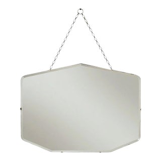 Vintage Art Deco Frameless Beveled Mirror For Sale