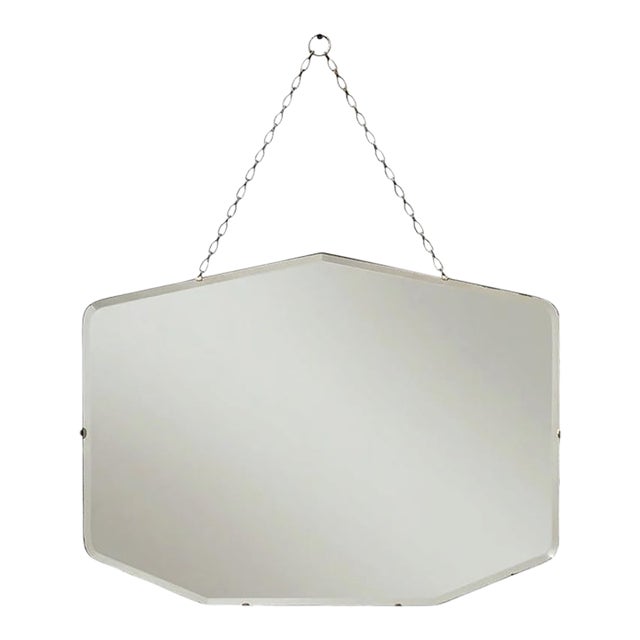 Vintage Art Deco Frameless Beveled Mirror For Sale