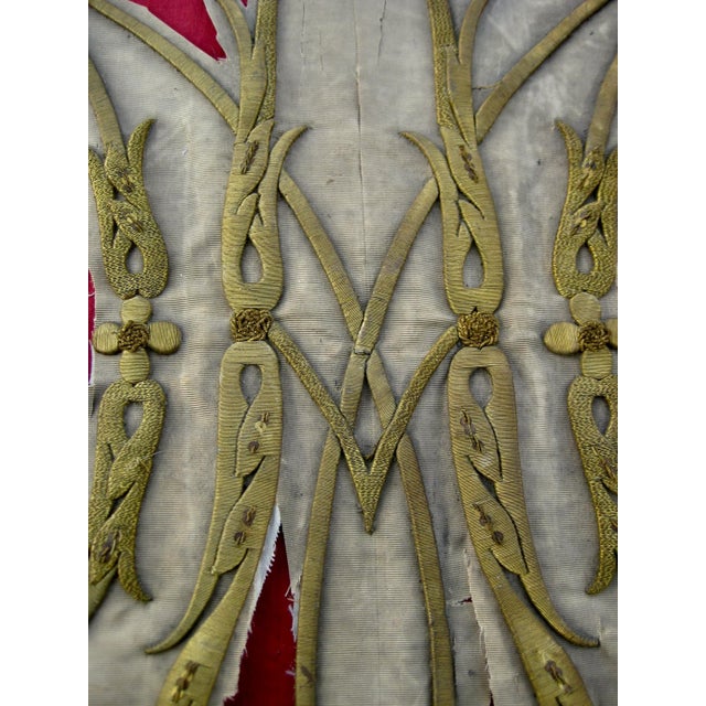 Large Gold Embroidery Monogram Banner Fragment 1800 Hundreds For Sale - Image 4 of 12
