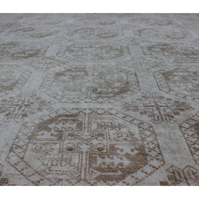 Turkish Rug With Multi-Medallions in Tribal Ersari Design With Brown & Neutrals For Sale - Image 9 of 13