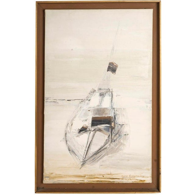 Textile Marc Baumann, Depicting a Boat, 1900s, Oil on Canvas For Sale - Image 7 of 7