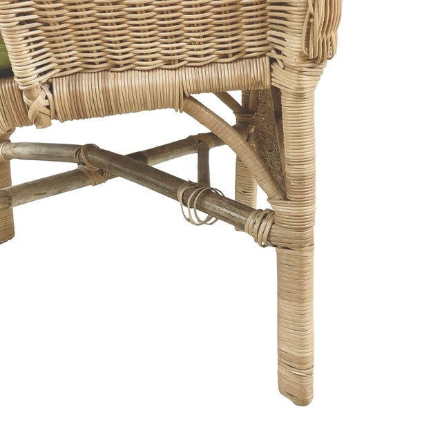 Vintage High-Back Woven Wicker & Rattan Armchair For Sale - Image 12 of 18