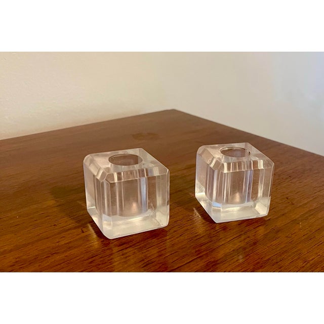 1970s Vintage Lucite Candlestick Holders - Set of 2 For Sale - Image 5 of 6