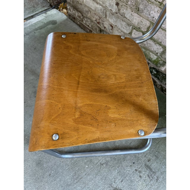 Wood Mid 20th Century Vintage Bent Wood and Chrome Chair For Sale - Image 7 of 11