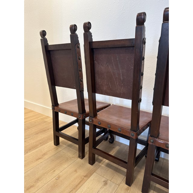 Vintage South Cone Trading Co. Spanish Colonial Peruvian Leather Dining Chairs- Set of 4 For Sale In Tampa - Image 6 of 14