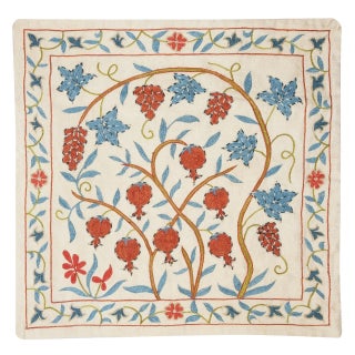 20"x20" All Silk Embroidered Cushion Cover. Handmade Pillowcase. New Toss Pillow For Sale