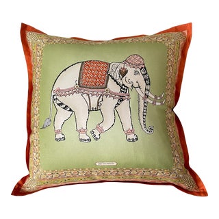 Vintage Jim Thompson Ornate Elephant Silk Pillow For Sale