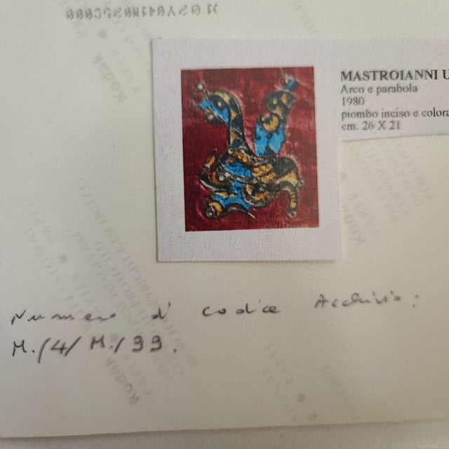 Umberto Mastroianni, Acco E Parabolica, 1980, Engraved and Colored Lead Painting, Framed For Sale - Image 9 of 15