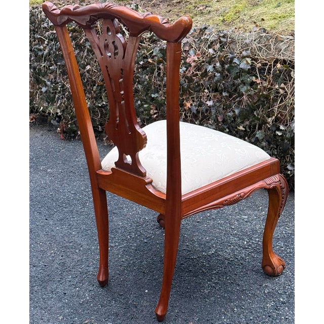 1990s Intricately Carved Rustic Mahogany Chippendale Dining Chairs - Set of 2 For Sale - Image 5 of 12