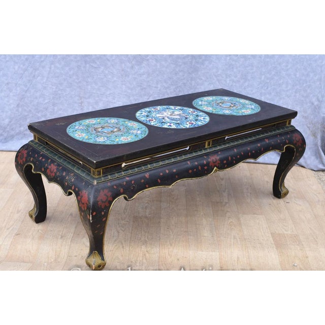 Chinese Cloisonne Lacquer Coffee Table For Sale - Image 3 of 10