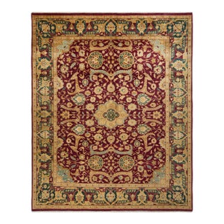 Mogul Collection Hand-Knotted Area Rug - Red 8' 2" x 9' 10" For Sale