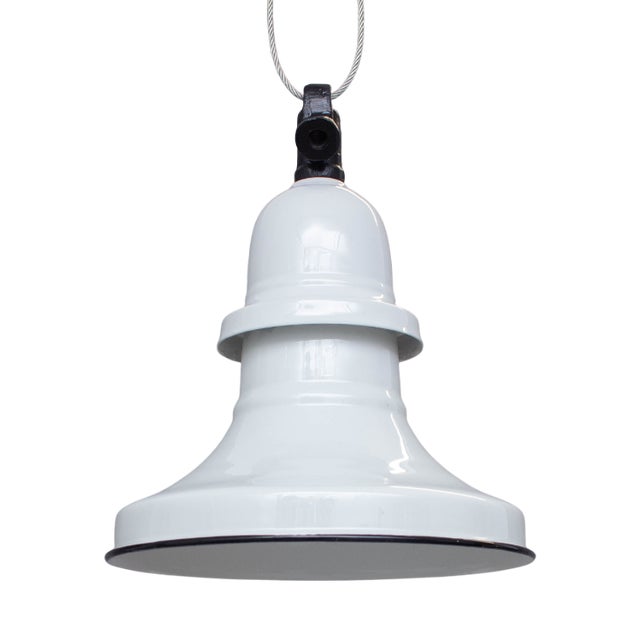 Industrial Enamel Ceiling Lamp in White, 2000s For Sale