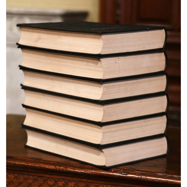 Set of Six French Art Deco Leather Bound Larousse Books 1929 For Sale - Image 9 of 12