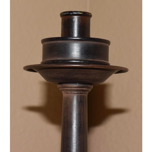 Late 20th Century Kreiss Architectural Bronze & Barley Twist Stem Designer Candlestick Holder For Sale In Palm Springs - Image 6 of 11