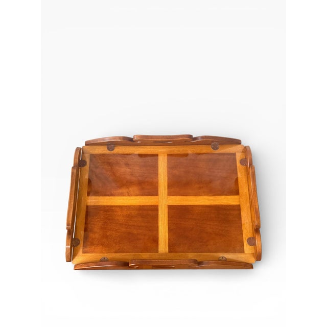 1990s Thomasville Folding Butler’s Tray Coffee Table With Gallery Sides & Crossbanded Veneer Top For Sale In Boston - Image 6 of 14