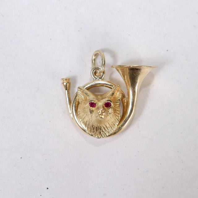 Vintage Edwardian Signed Whiteside & Blank 14k Gold Fox Hunt Charm for a Bracelet For Sale - Image 4 of 9