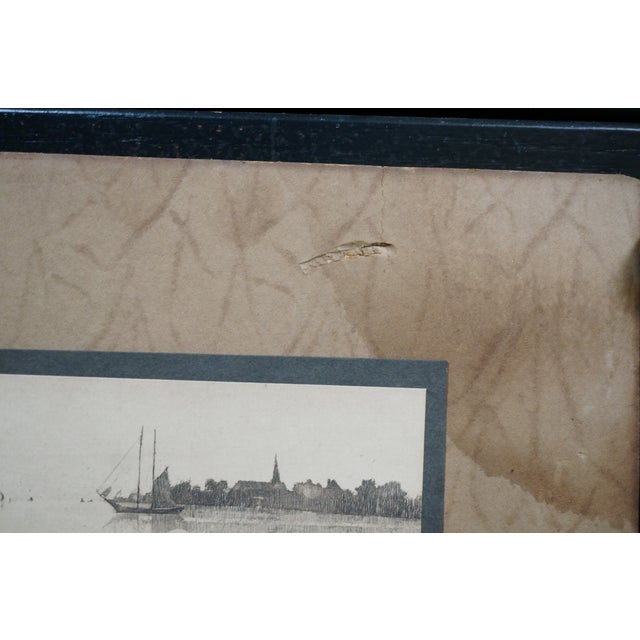 Late 19th Century Antique John Octavius Anderson Panoramic Sailboat Village Seascape Etching 20" For Sale - Image 5 of 9