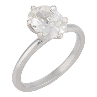 Vintage Gia 1.51 Carat Diamond Platinum Engagement Ring, Size 5 For Sale