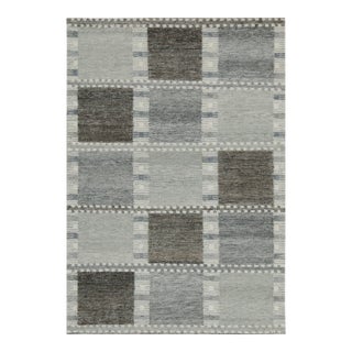 Rug & Kilim’s Scandinavian Outdoor Rug in Gray & White Geometric Pattern For Sale