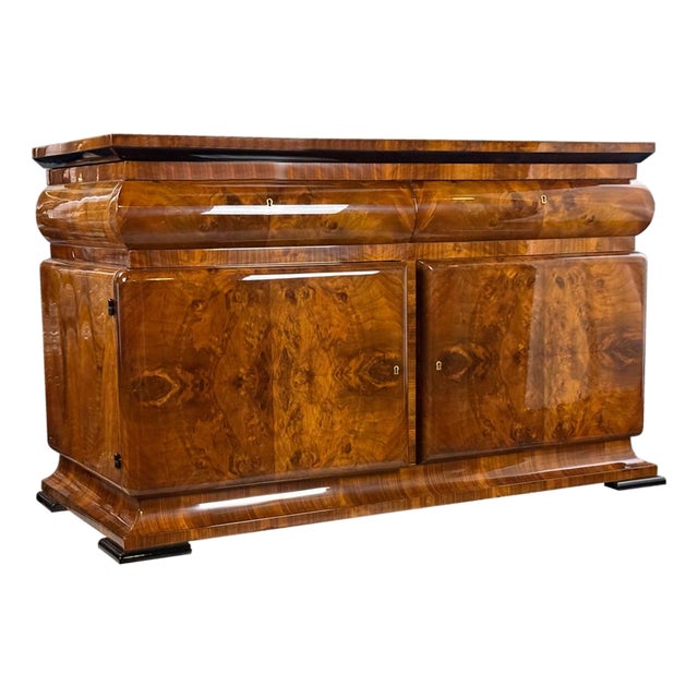 Art Deco Walnut Sideboard, Bohemia, 1930s For Sale
