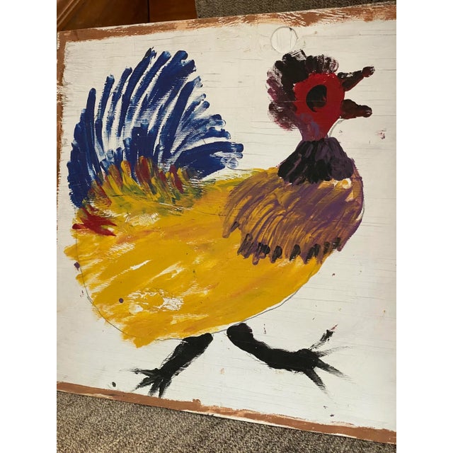 Late 20th Century “Farm Chicken” Jimmy Lee Sudduth Folk Art Painting For Sale - Image 9 of 13