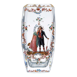 Antique J L Lobmeyr Austrian Enamel Decorated Crystal Vase Romantic Scene